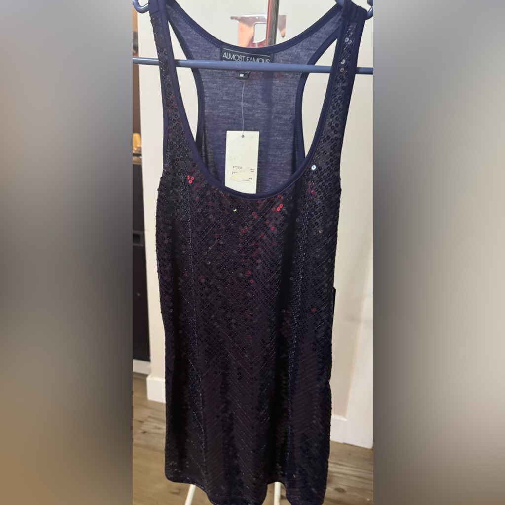 Almost Famous Midnight Sequin Top